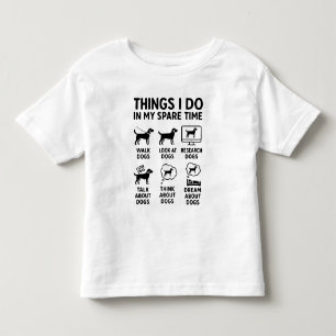 Camiseta Infantil Coisas que Faço no Meu Tempo Livre Cachorros Engra