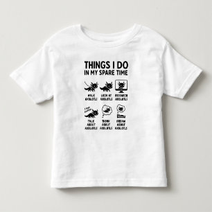 Camiseta Infantil Coisas que Faço no Meu Tempo Livre Hobby Axolotl