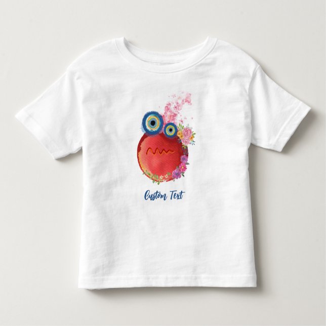 Camiseta Infantil Coleção de Homens Pequenos Fofos Vermelhos com Tex (Frente)