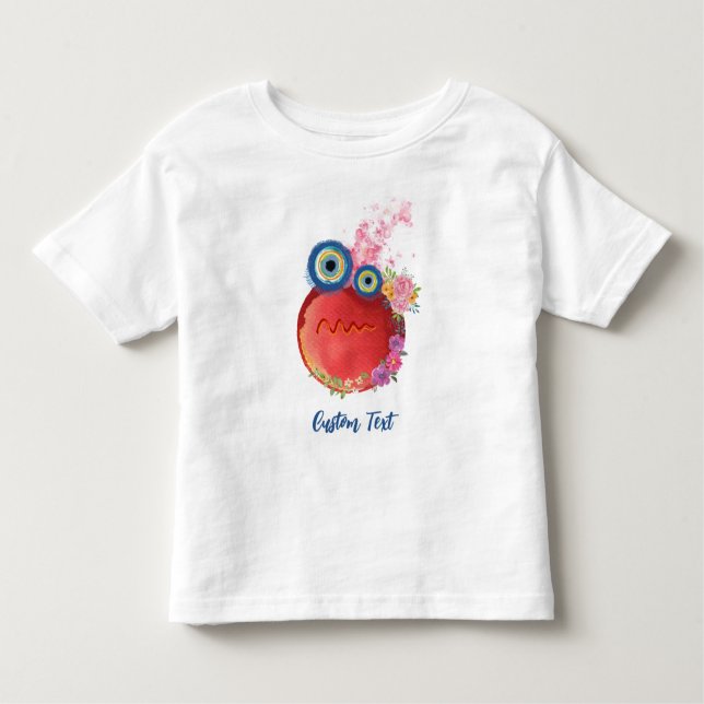 Camiseta Infantil Coleção de Pequenos Caras Fofos Vermelhos com Text (Frente)