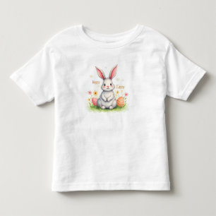 Camiseta Infantil Coleção Moderna de Coelhinho e Ovos de Páscoa Fofo