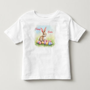 Camiseta Infantil Coleção Popular de Coelho e Ovos de Páscoa Fofos