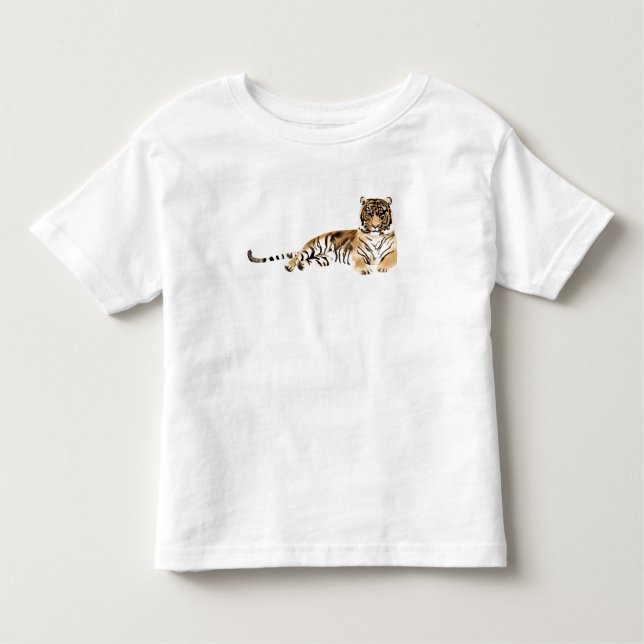 Camiseta Infantil Coletor de Tigre de Aquarela (Frente)