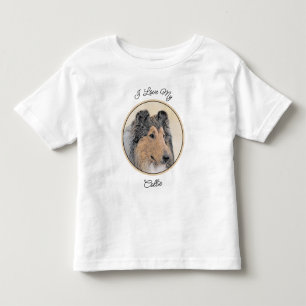 Camiseta Infantil Colley (Rough) Pintura - Arte Original de Cachorro