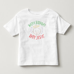 Camiseta Infantil Colora o bebê Jesus do feliz aniversario do giz