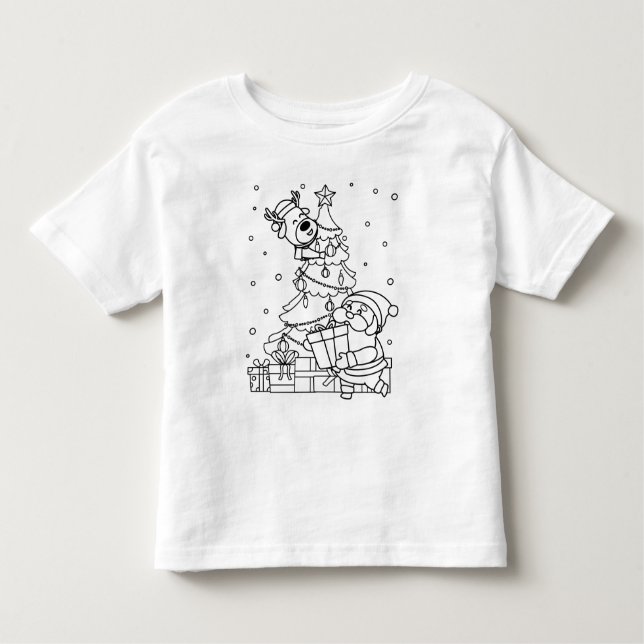 Camiseta Infantil Colore seus próprios Papais noeis e Rebelde (Frente)