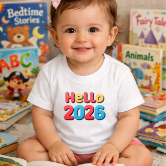 Camiseta Infantil Colorful Hello 2026 happy new year toddler T-Shirt