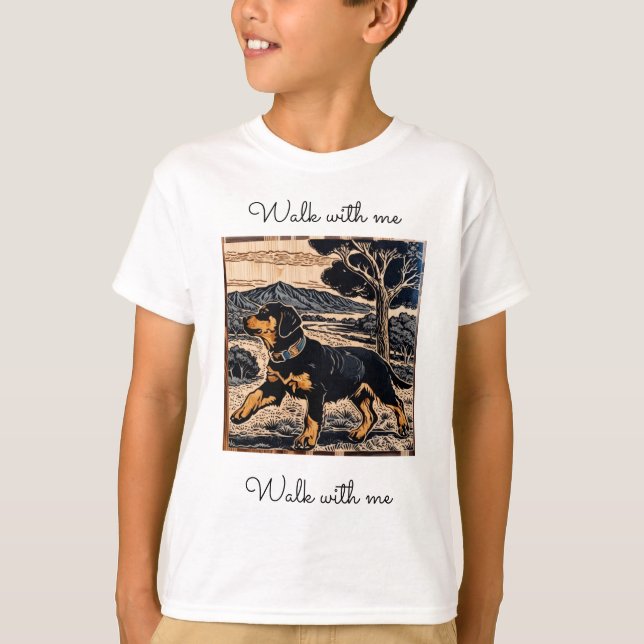 Camiseta Infantil Colorida de Cachorro – Camiseta  (Frente)