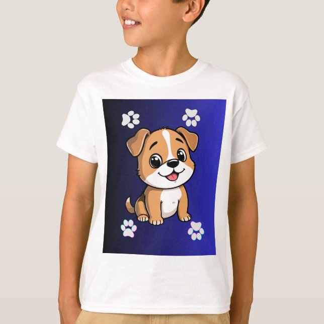 Camiseta Infantil com Cachorrinho de Desenho Anima (Frente)