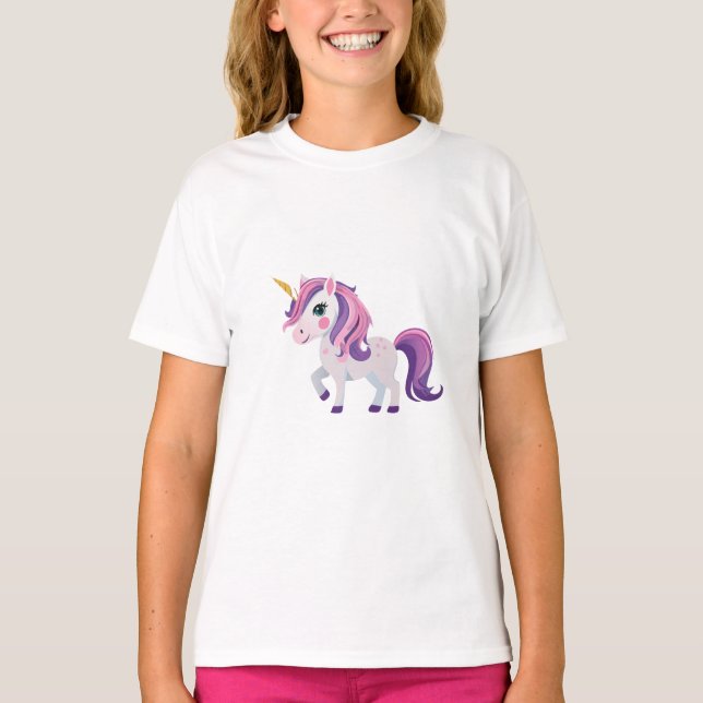 Camiseta infantil com estampa de unicórnio (Frente)