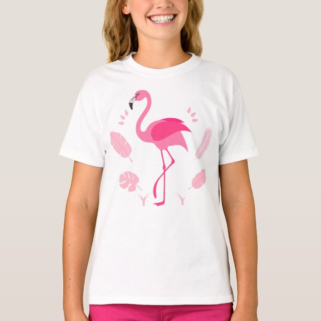 Camiseta infantil com flamingo rosa (Frente)