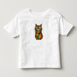 Camiseta Infantil com Ilustração de Gato Laranja F