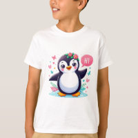 Camiseta infantil com Impressão de pinguim-bonito