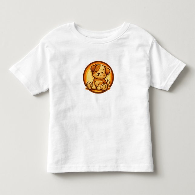 Camiseta Infantil com Remendo Retro de Cachorrinho (Frente)