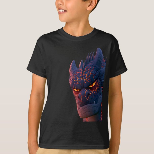 Camiseta Infantil com Rosto de Dragão Fantasia | D (Frente)