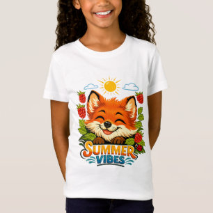 Camiseta infantil com uma raposa, estilo verão