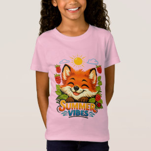 Camiseta infantil com uma raposa, estilo verão