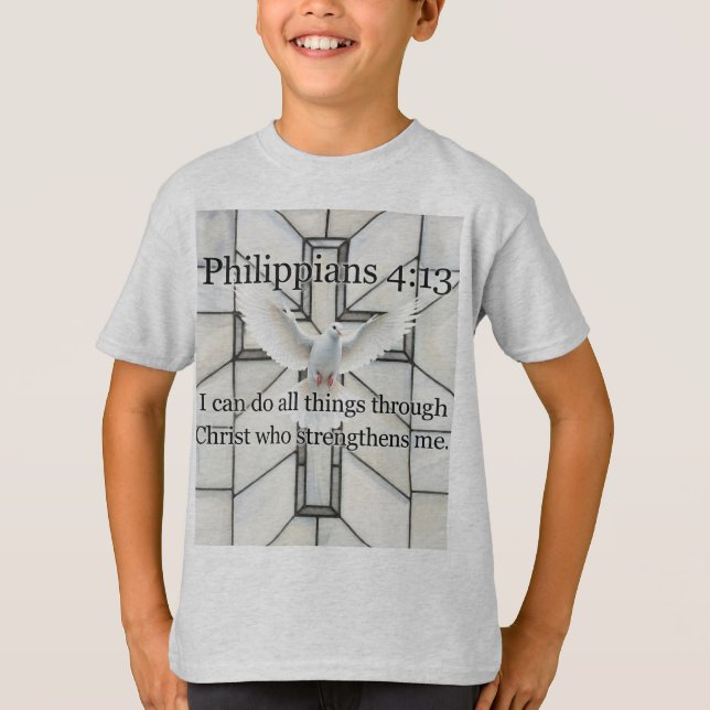 Camiseta infantil com versículo bíblico Filipenses (Frente)