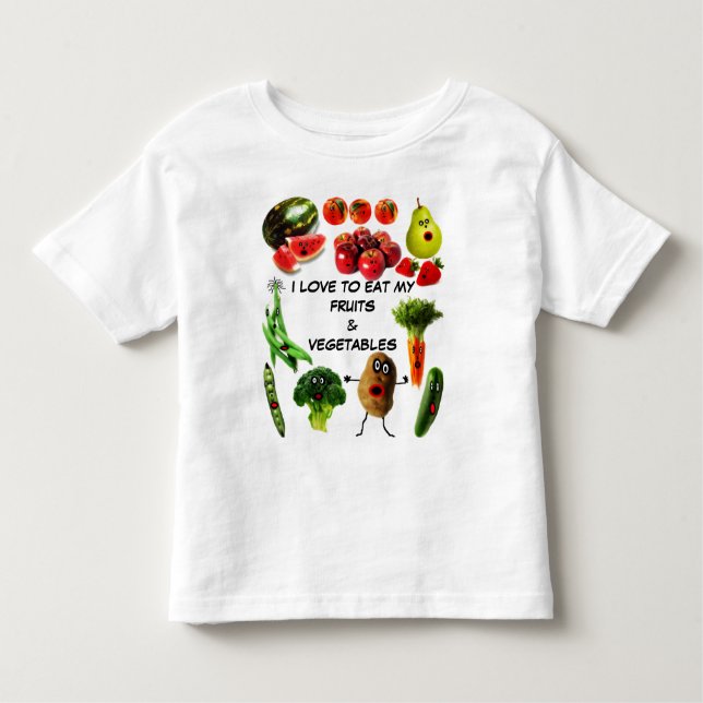 Camiseta Infantil Coma Frutas e vegetais (Frente)