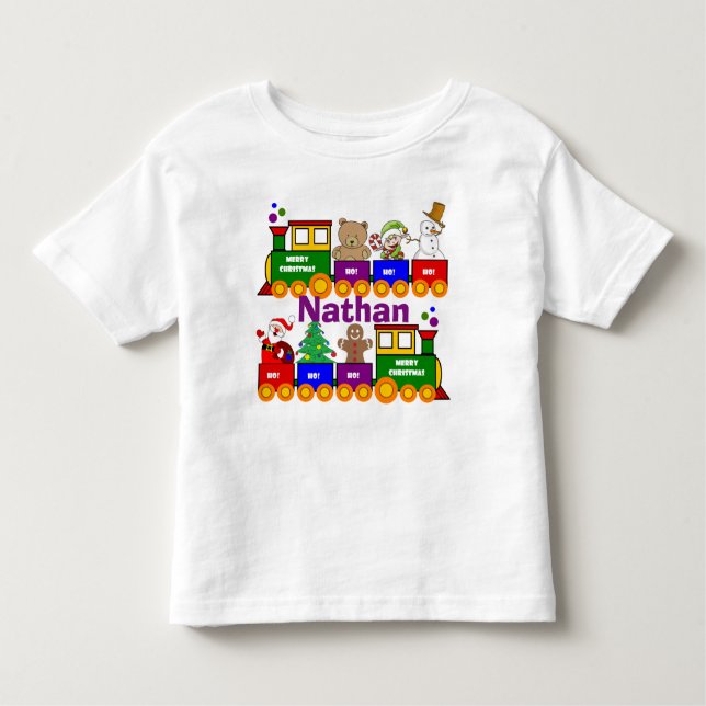 Camiseta Infantil Comboio de Brinquedo de Natal Personalizado (Frente)