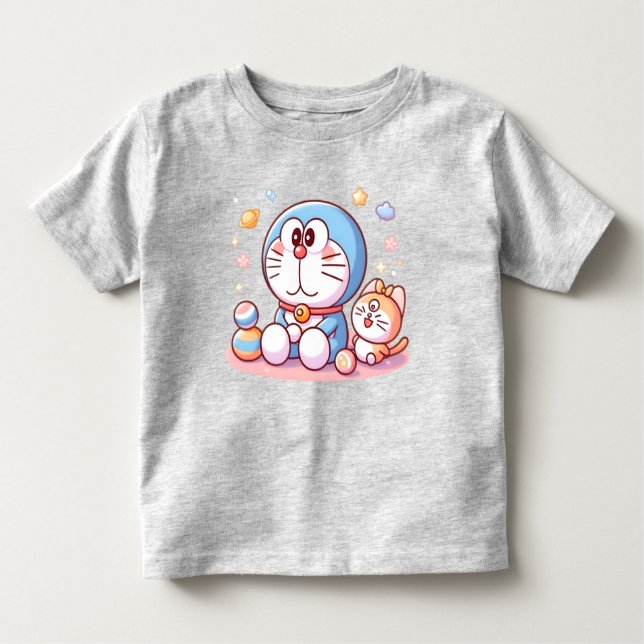 Camiseta Infantil Come Come Cat And Doraemon (Frente)