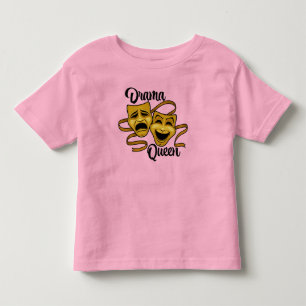 Camiseta Infantil Comédia Dourada e Teatro Tragédia Máscara Rainha D