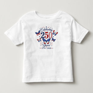 Camiseta Infantil Comemorando 250 Anos Tema de Borboleta Patriótica