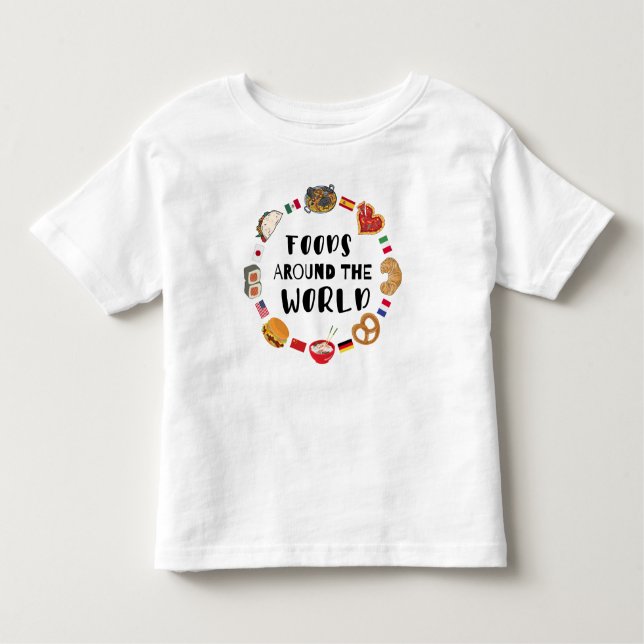 Camiseta Infantil Comidas em todo o mundo (Frente)