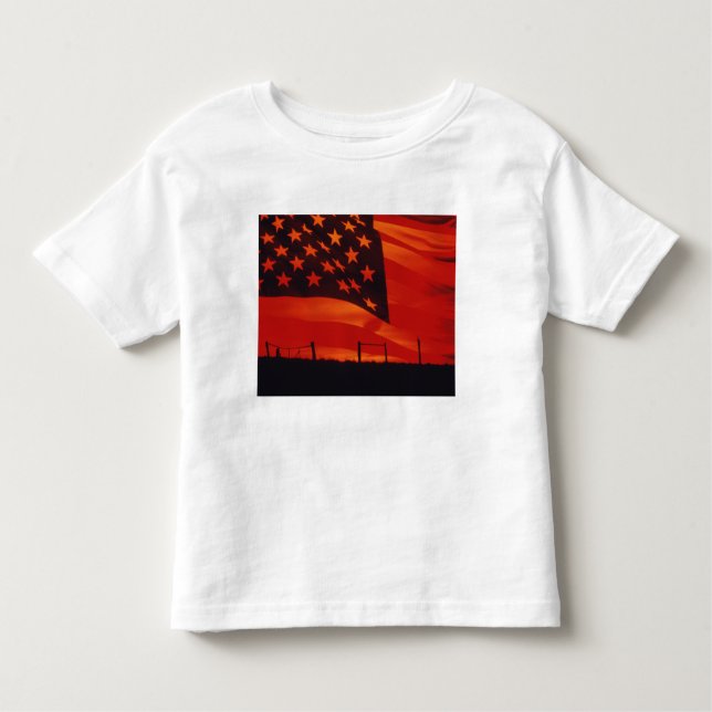 Camiseta Infantil Composto digital da bandeira americana (Frente)