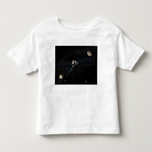 Camiseta Infantil Conceito artístico da nave Dawn em orbi (Frente)