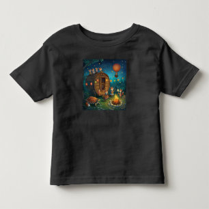 Camiseta Infantil Concerto da Família de Raposas ao redor da Fogueir