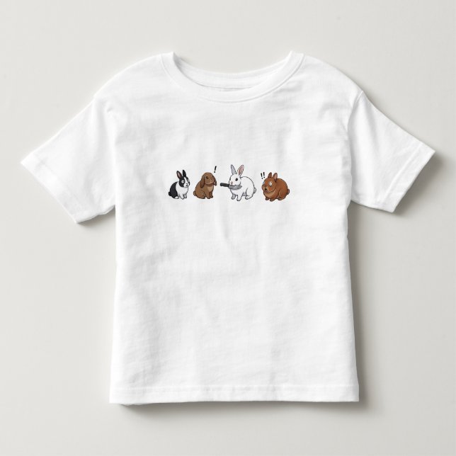 Camiseta Infantil Confronto do Coelho Engraçado (Frente)