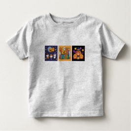 Camiseta Infantil Conjunto de Vetores de Caracteres do Halloween