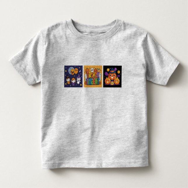 Camiseta Infantil Conjunto de Vetores de Caracteres do Halloween (Frente)
