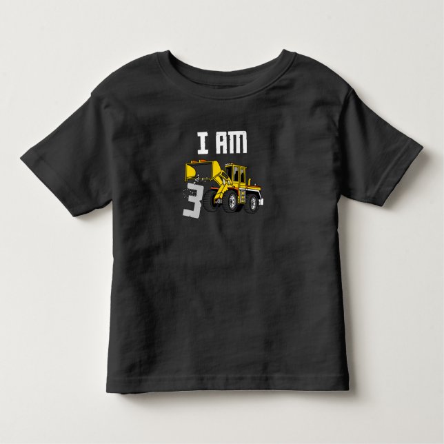 Camiseta Infantil construção de aniversário de 3 anos com 3 anos (Frente)