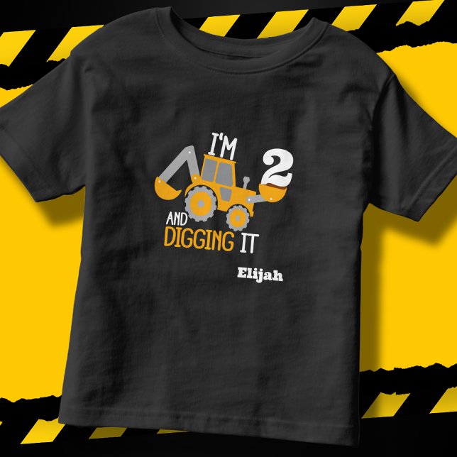 Camiseta Infantil Construção Feliz Aniversário Digitando Nome de Ida (Criador carregado)