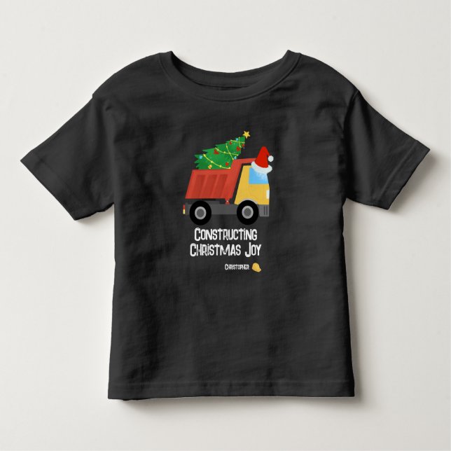 Camiseta Infantil Construindo Caminhão de Despejo de Joy Construção  (Frente)