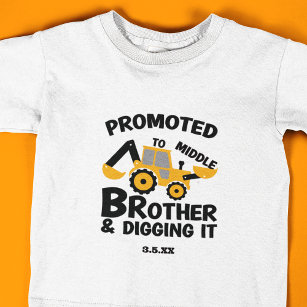 Camiseta Infantil Construindo Irmão Médio Escavando Kid