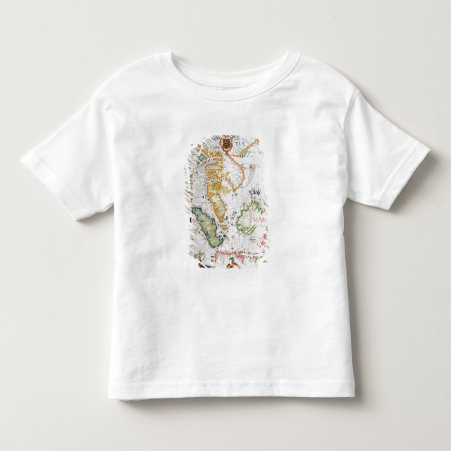 Camiseta Infantil Continente 3Sudeste Asiático, detalhe do atlas de (Frente)