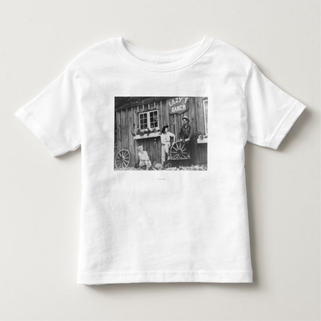 Camiseta Infantil Convidados fora de um rancho preguiçoso Bldg de F (Frente)