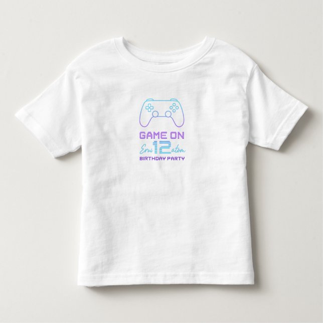 Camiseta Infantil Convite de Aniversário de Gamer – Controle de Jogo (Frente)