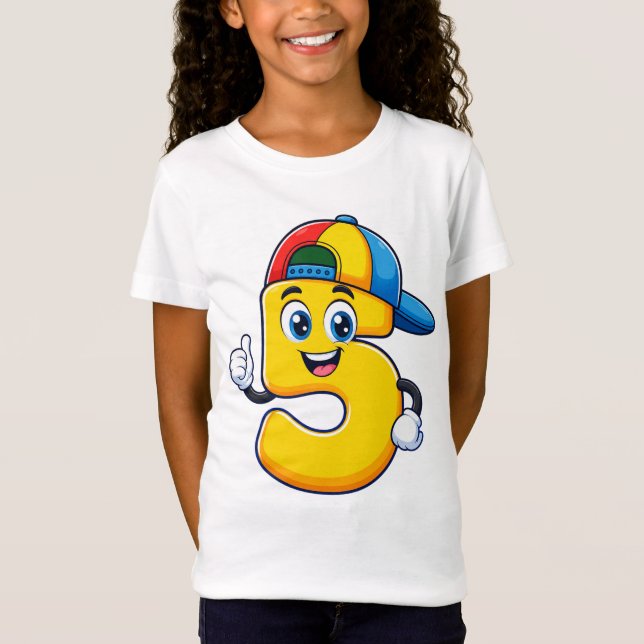 Camiseta Infantil Cool Number 5 – Estilo de Desenh (Frente)