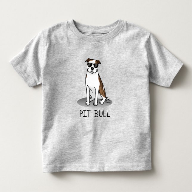 Camiseta Infantil Cool Pit Bull and Sunglasses (lt brindle white 3) (Frente)