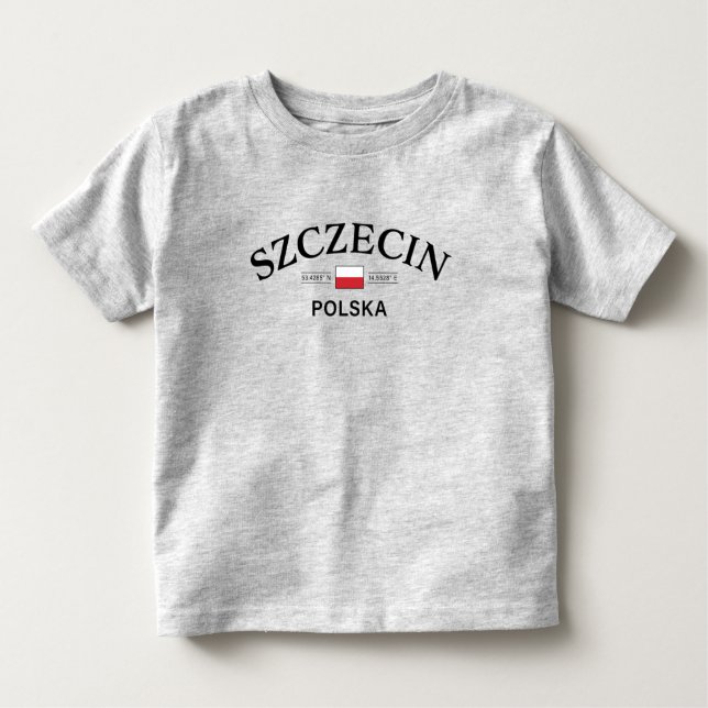 Camiseta Infantil Coordenadas Poloneses Szczecin Polska (Polônia) (Frente)