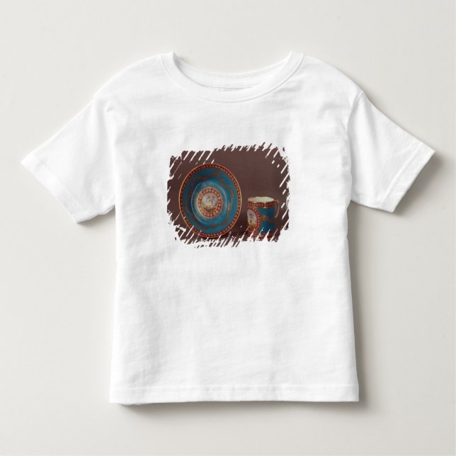 Camiseta Infantil Copo de café do celeste do azul de Sevres e pires, (Frente)