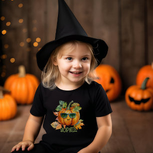 Camiseta Infantil Cor de Água - Laranja Pumpkin Doces Halloween