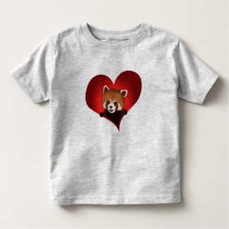 Camiseta Infantil Coração da panda vermelha para miúdos