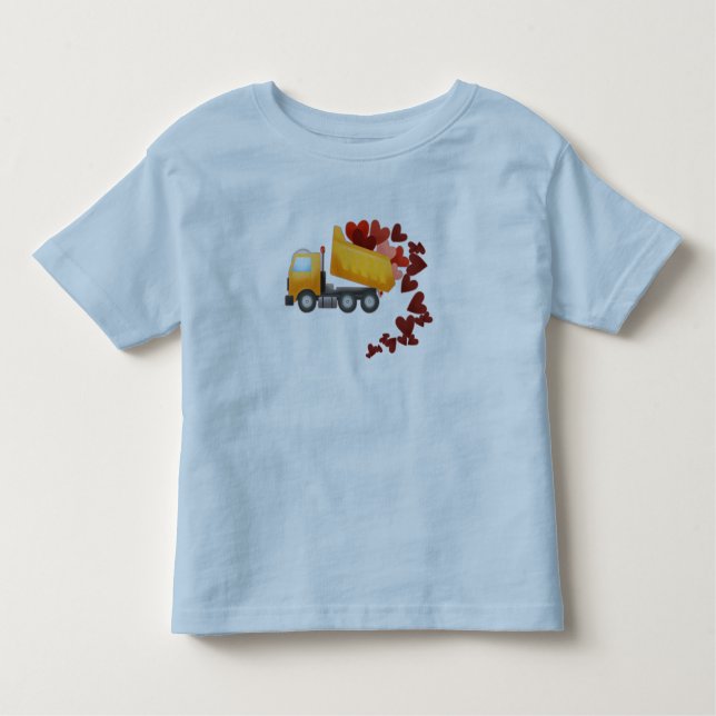 Camiseta Infantil Coração de Caminhão de Construção do Dia Valentine (Frente)