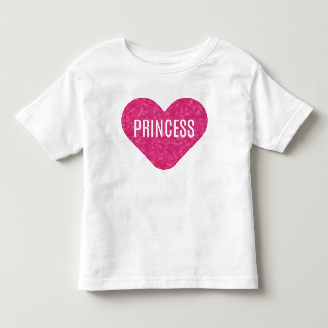 Camiseta Infantil Coração de Princesa Brilho Rosa (Frente)