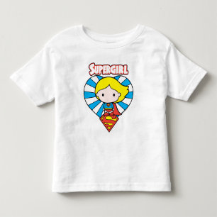 Camiseta Infantil Coração e Logotipo da Supergirl Chibi Starburst